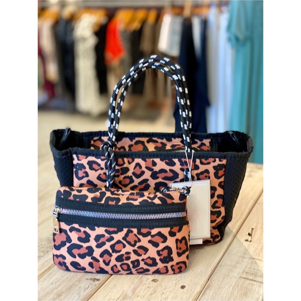 LAST 1! Leopard Mustard Multifunctional Mini Neoprene Tote Bag